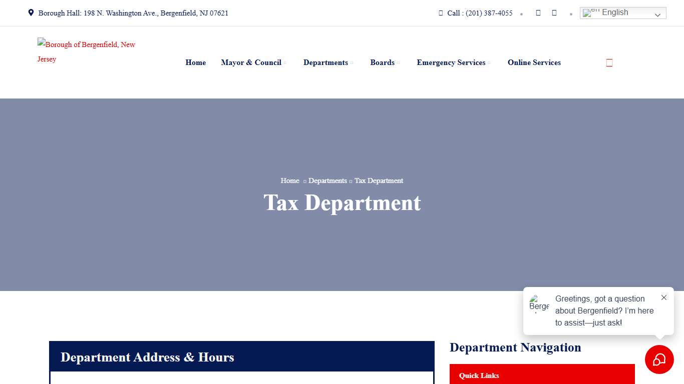 Tax Department - Borough of Bergenfield, New Jersey